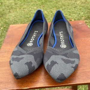 Rothy's Retired The Point Blue Gray Camo pointed toe slip on ballet Flat 8.5